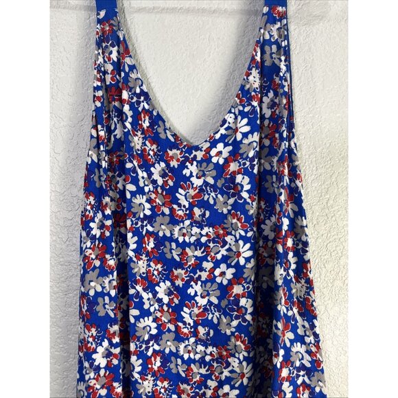 RAG & BONE Dress Womens L Blue Estelle Floral Midi Sleeveless V Neck Beach Boho - Picture 2 of 8